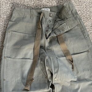 Free People Olive Green Cargo Pants with Brown Accents